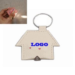 House Shape PU Leather LED Keychain