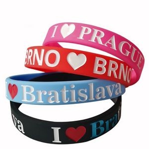 Silicone Wristbands W/ Debossed Color Logo
