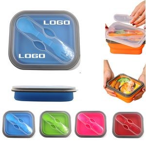 20 Oz. Custom Collapsible Food Containers W/ Dual Utensil