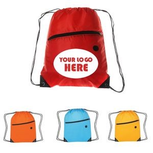 Polyester Drawstring Backpack W/ Zipper