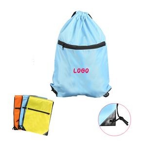 Polyester Drawstring Backpack w/ Zipper