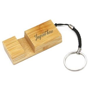 Natural Bamboo Phone Holder Keychain