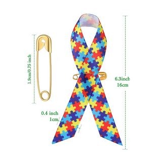 Custom Printed Awareness Rainbow Ribbons Sewn W/ Pin