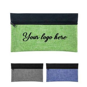 2-tone Heathered Zippered Pencil Pouch & Organizer
