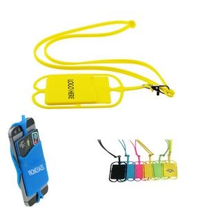 Silicone Neck Lanyard Cell Phone Holder W/ Card Sleeve