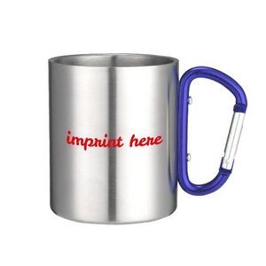 7 Oz. Double Stainless Steel Camping Mug W/Carabiner