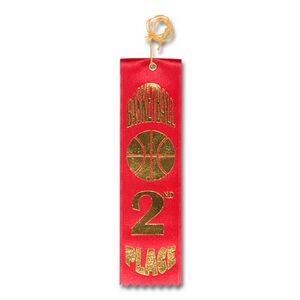 2"x8" 2nd Place Stock Basketball Carded Event Ribbon
