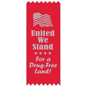 2"x5" Stock Drug Free "United We Stand for a Drug Free Land" Ribbon