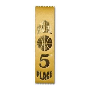 2"x8" 5th Place Stock Basketball Lapel Event Ribbon
