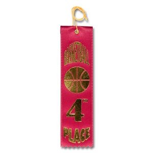 2"x8" 4th Place Stock Basketball Carded Event Ribbon