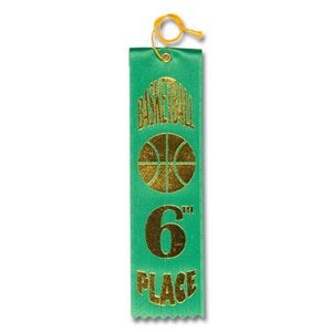 2"x8" 6th Place Stock Basketball Carded Event Ribbon