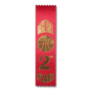 2"x8" 2nd Place Stock Basketball Lapel Event Ribbon