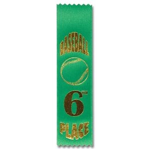 2"x8" 6th Place Stock Baseball Lapel Event Ribbon