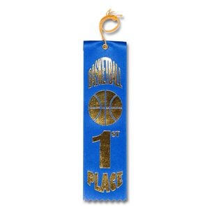 2"x8" 1st Place Stock Basketball Carded Event Ribbon