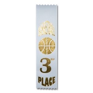 2"x8" 3rd Place Stock Basketball Lapel Event Ribbon