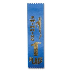 2"x8" 1st Place Stock Swimming Lapel Event Ribbon