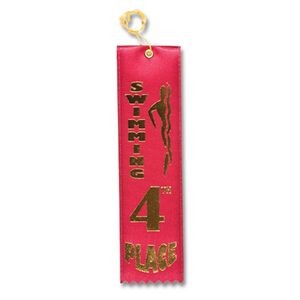 2"x8" 4th Place Stock Swimming Carded Event Ribbon