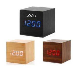 Wood Alarm Clock w/Digital Light