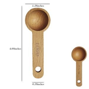 Wooden Coffee Bean Spoon in Beech 10ml (Round Base)