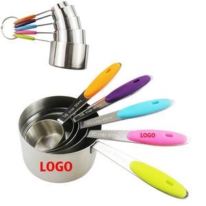 5 Pieces Stainless Steel Measuring Cups With Silicone Handles