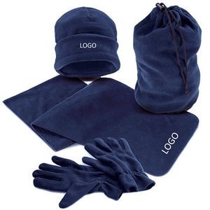 Fleece Winter Scarf Gloves Hat Set