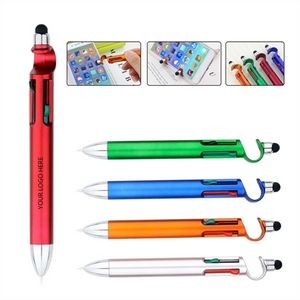 4 Color Ballpoint Pen With Stylus Phone Holder