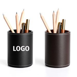 PU Leather Round Pencil Pen Cup Holder