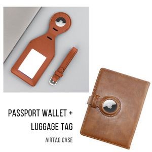 RFID Passport Wallet + Luggage Tag w/ Air tag Holder KIT