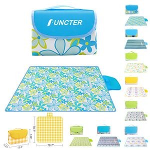 78 x 78 inch Outdoor Picnic Blanket Foldable Waterproof Full Printing Mat for Travel Camping Hiking