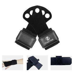 Leather Sports Gloves with Wrist Support for Palm Protection, Pull-ups, Kettlebells, Weightlifting