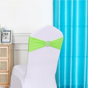 Chair Sashes Bow Satin Bowknot Stretchy Bands Chair Bowknot W/ Heart Diamond Buckle