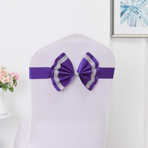 #3 Bronzing Color Chair Back Flower Chair Sashes Bow Satin Bowknot Stretchy Bands Chair Bowknot