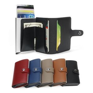 Auto Pop-Up RFID PU Leather Card Case