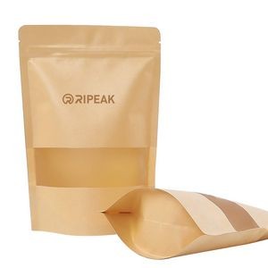 4.7 x 7.9 Inch Kraft Bags with Window Stand Up Ziplock Seal Paper Bag Resealable Food Storage Pouch