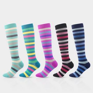 Full Printing Compression Socks Knee High Nurse Pregnant Running Medical and Travel Athletic