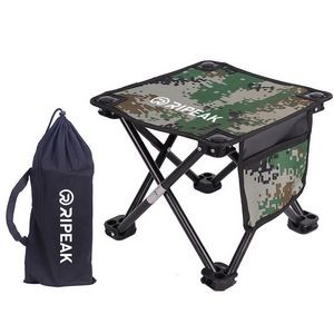 Portable Oxford Folding Stool Camping Outdoor Chair W/Side Pocket & Carrying Bag(Digital Camouflage)