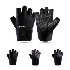 Weight Lifting Gloves with Cushion Pads and Silicone Grip Durable Gym Gloves Half Finger
