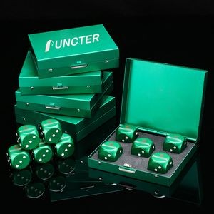 Green 5 Pcs Metal Dice Game Set w/ Metal Container