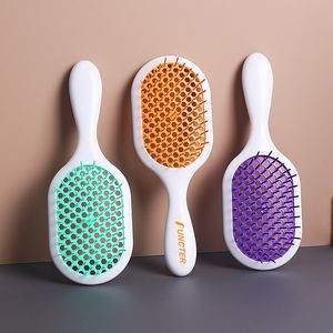 Hollow Out Hair Brush Massage Detangling Comb With White Grip For Dry & Wet Hair