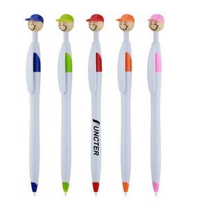 Baseball Head Smile Pen Retractable Ballpoint Pen For Kids Adults School Home Office Stationery