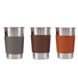 11 OZ Stainless Steel Cup Pint Cup Shot Cup W/ PU Cover