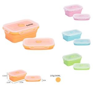 540ml Silicone Folding Lunch Box Collapsible Bowl Bento Lunch Box W/Lid and Air Plug