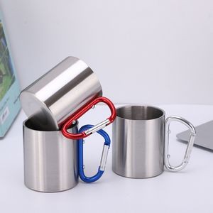 Double Wall 7.5 OZ Stainless Steel Cup Travel Mug w/Carabiner Handle
