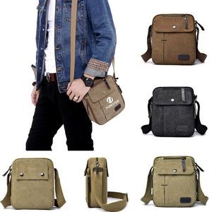 Canvas Messenger Bag Multi Pockets for Men Stylish Crossbody Bag