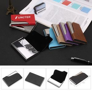 Women's Business Card Cases PU leather Business Card Holders Card Carrier with Magnetic Closure