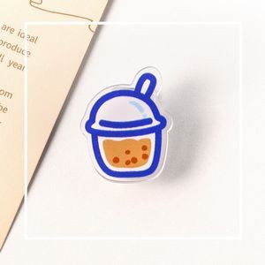 Transparent Milk Tea Shaped Acrylic Album Memo Clip Bag Binder Sealing Clip Food Bag Clamp-Two Sides