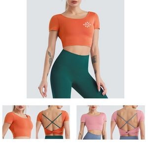 Women's Yoga Sports Bra Strappy Bralette Bra Short Sleeve Yoga Athletic Shirt(Model C)