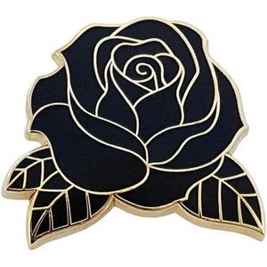 Custom Black Rose Shaped Cute Enamel Lapel Pins Brooch Pin Badge W/Butterfly Clutch Tie Tack