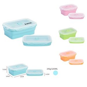 1200ml Silicone Folding Lunch Box Collapsible Bowl Bento Lunch Box W/Lid and Air Plug