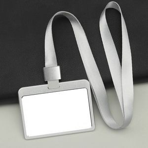 Horizontal Aluminum Badge Holder ID Card Holder With Polyester Lanyard